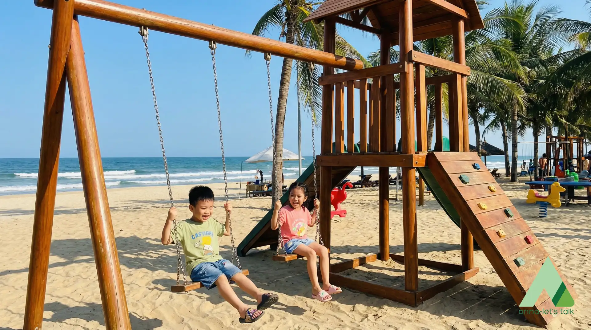 Expat children building confidence speaking English with friends in Nha Trang